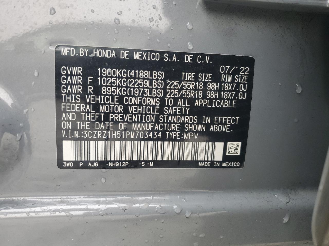 2023 HONDA HR-V SPORT VIN:3CZRZ1H51PM703434