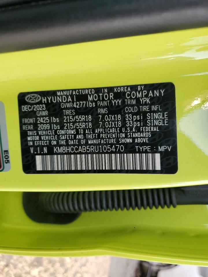 2024 HYUNDAI KONA SEL VIN:KM8HCCAB5RU105470