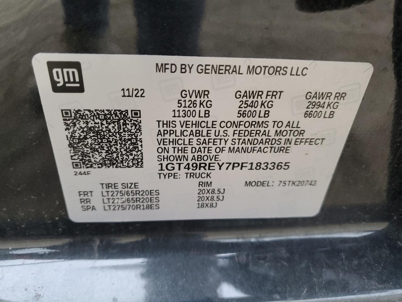 2023 GMC SIERRA K2500 DENALI VIN:1GT49REY7PF183365