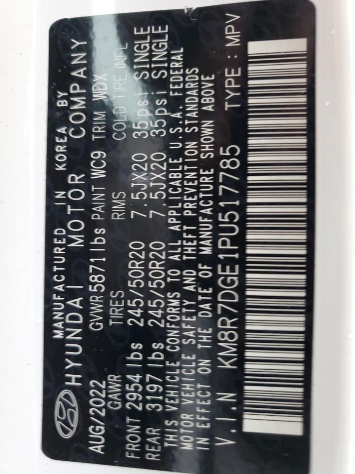 2023 HYUNDAI PALISADE CALLIGRAPHY VIN:KM8R7DGE1PU517785