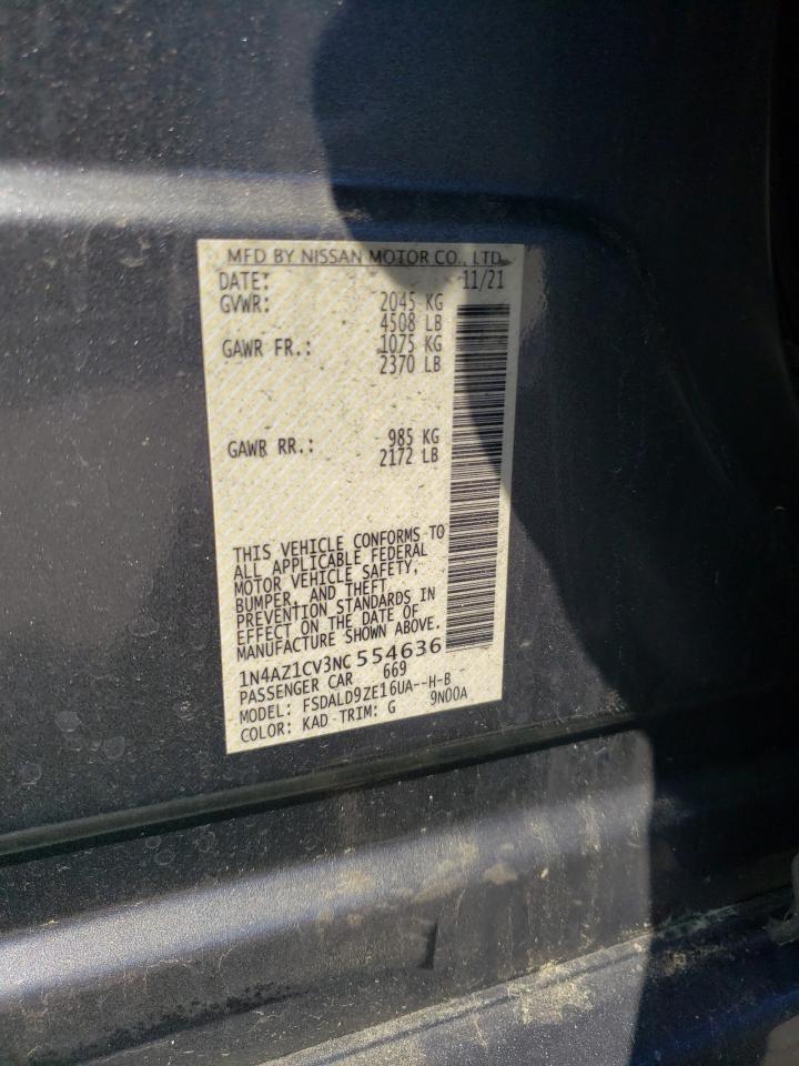2022 NISSAN LEAF SV VIN:1N4AZ1CV3NC554636