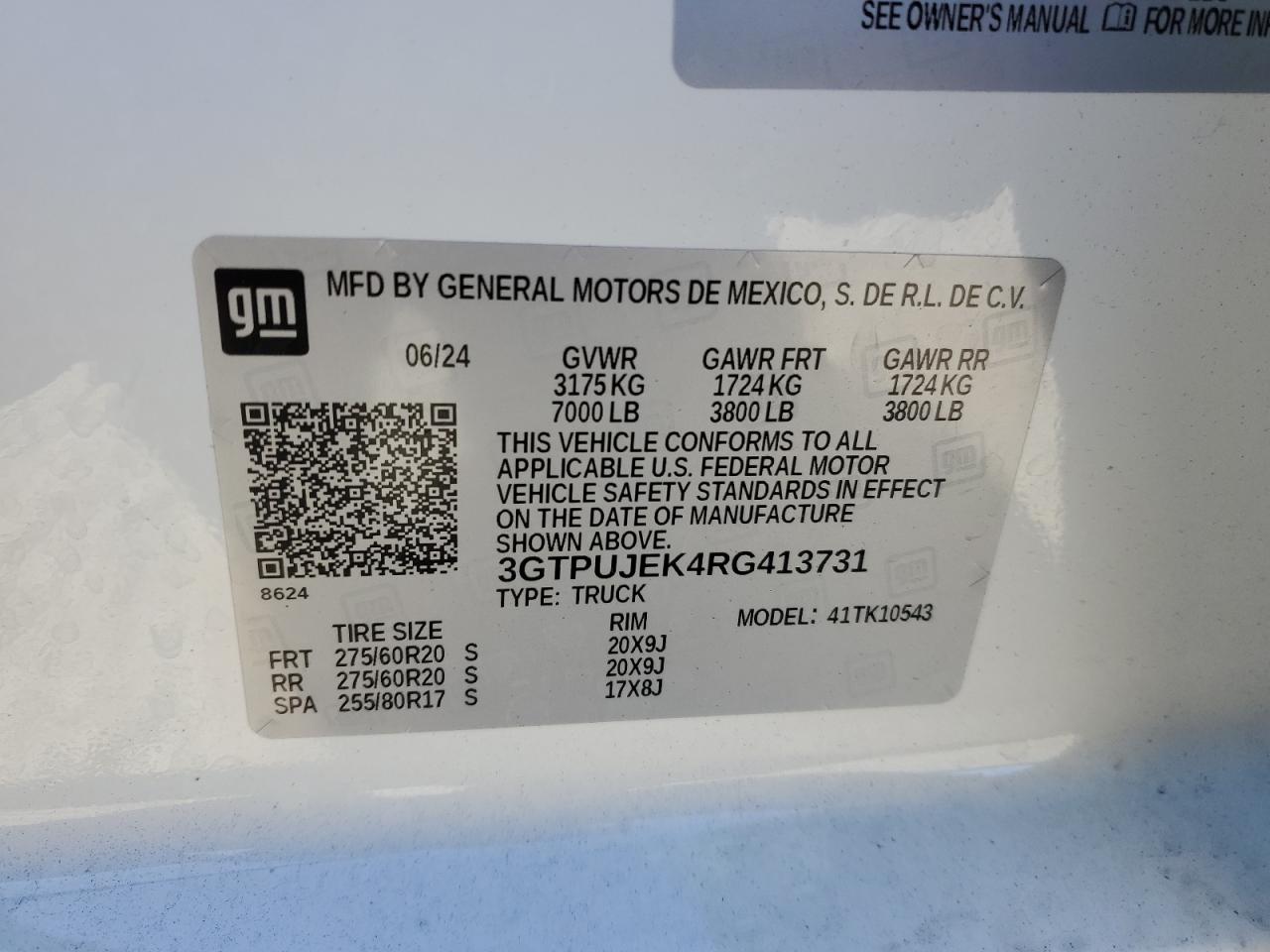 2024 GMC SIERRA K1500 ELEVATION-L VIN:3GTPUJEK4RG413731