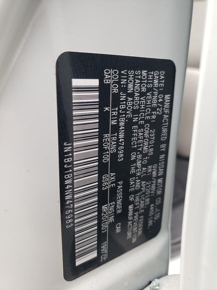 2022 NISSAN ROGUE SPORT SV VIN:JN1BJ1BW4NW476983