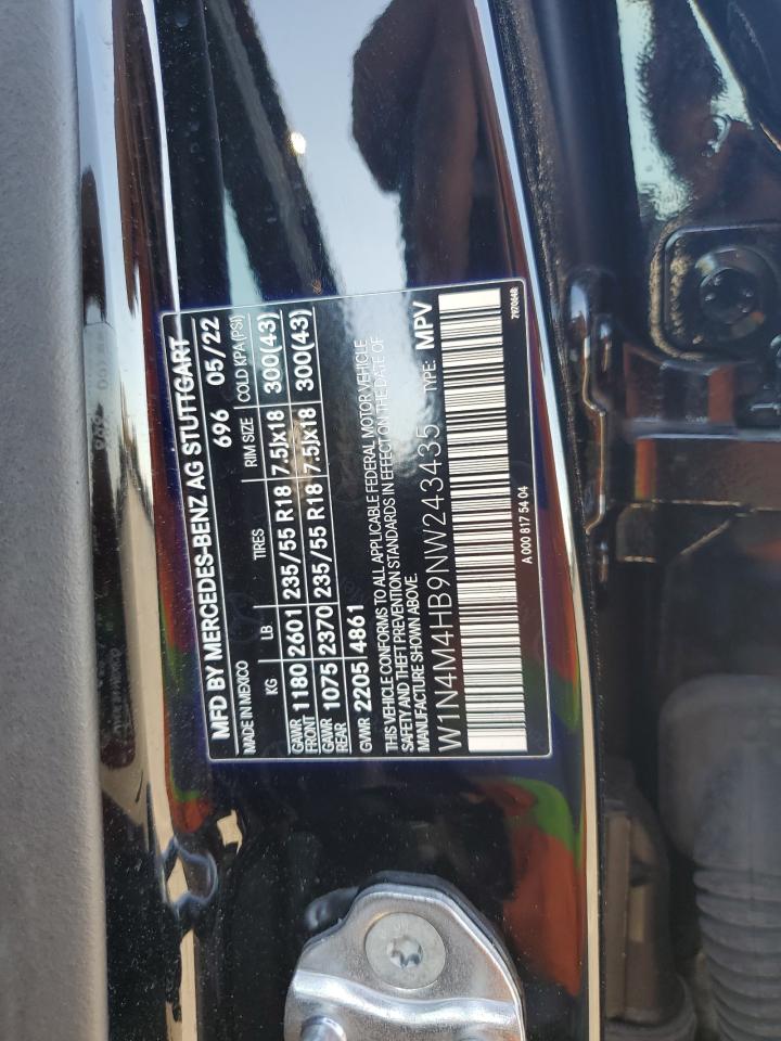 2022 MERCEDES-BENZ GLB 250 4MATIC VIN:W1N4M4HB9NW243435