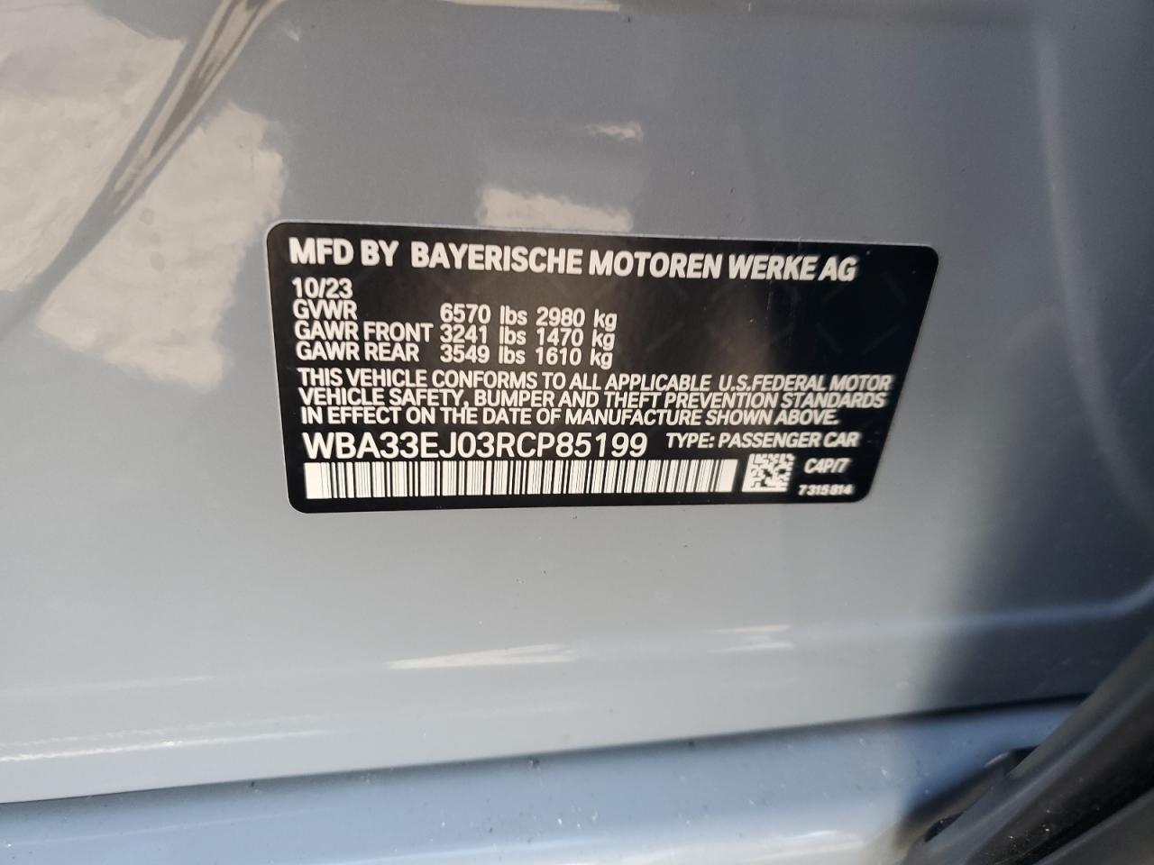 2024 BMW 760 XI VIN:WBA33EJ03RCP85199