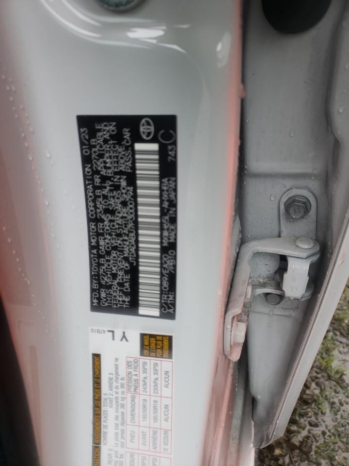 2023 TOYOTA PRIUS LE VIN:JTDADABU7P3000794