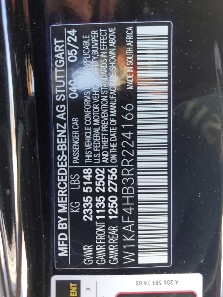 2024 MERCEDES-BENZ C 300 4MATIC VIN:W1KAF4HB3RR224166