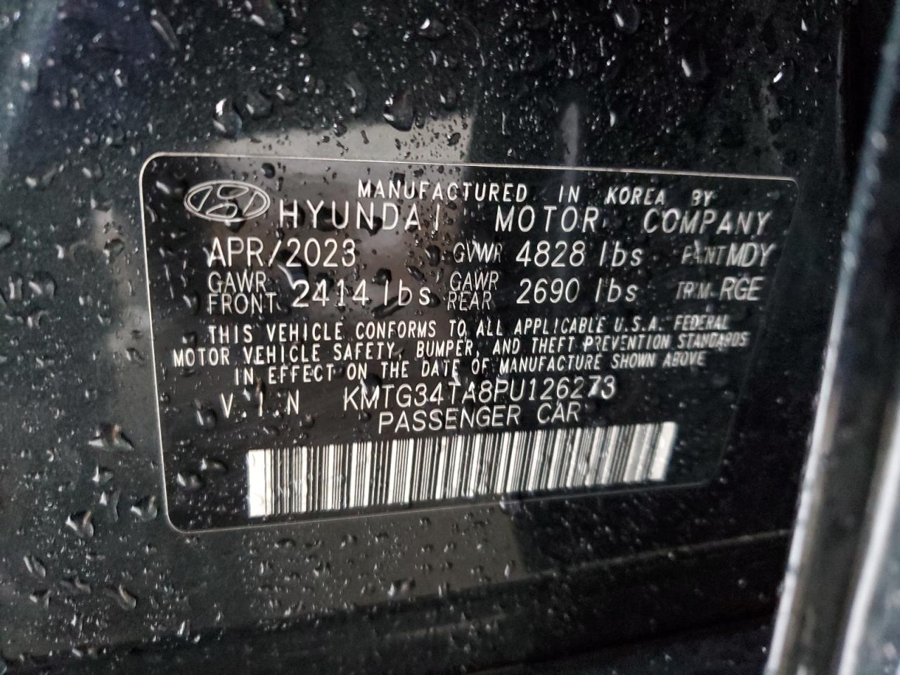 2023 GENESIS G70 BASE VIN:KMTG34TA8PU126273