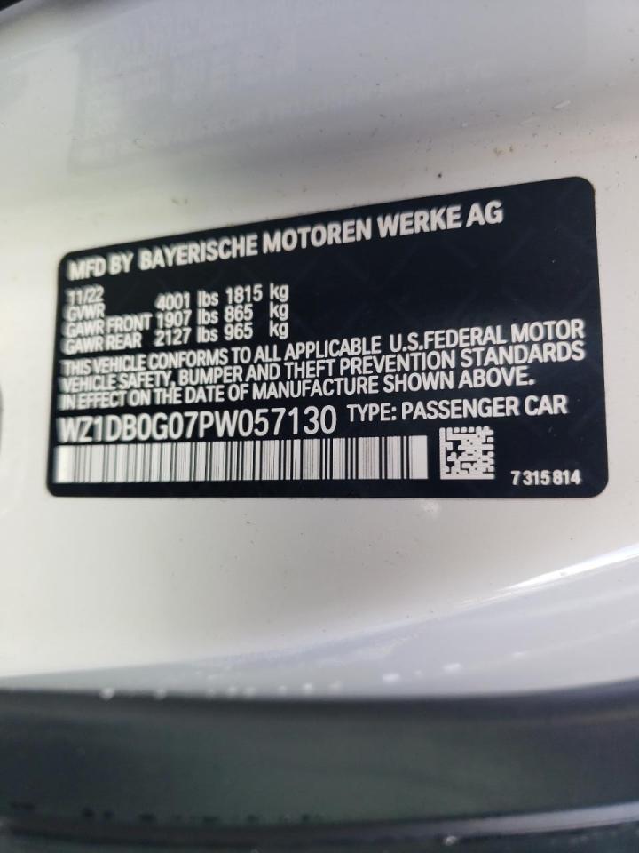 2023 TOYOTA SUPRA BASE VIN:WZ1DB0G07PW057130