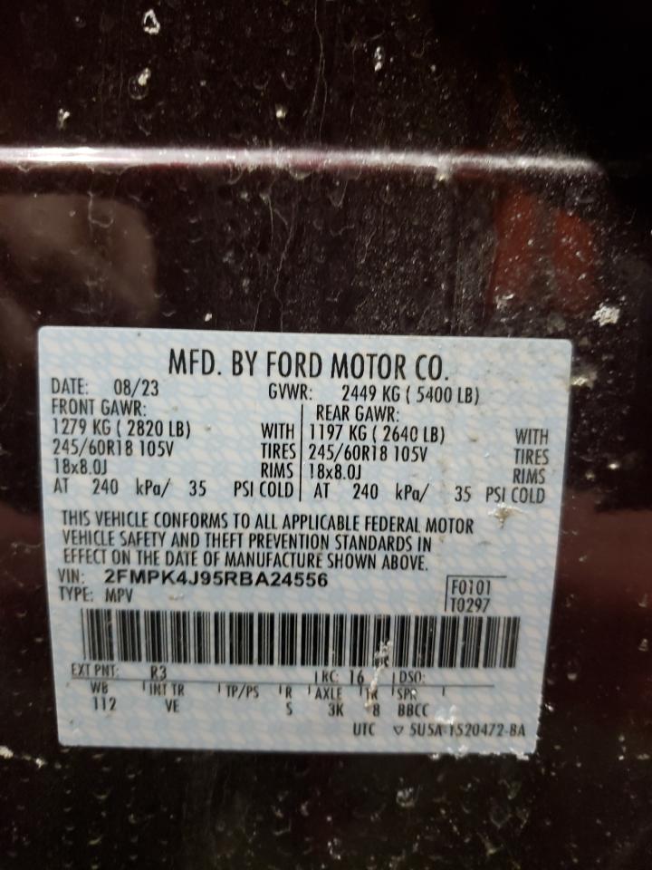2024 FORD EDGE SEL VIN:2FMPK4J95RBA24556
