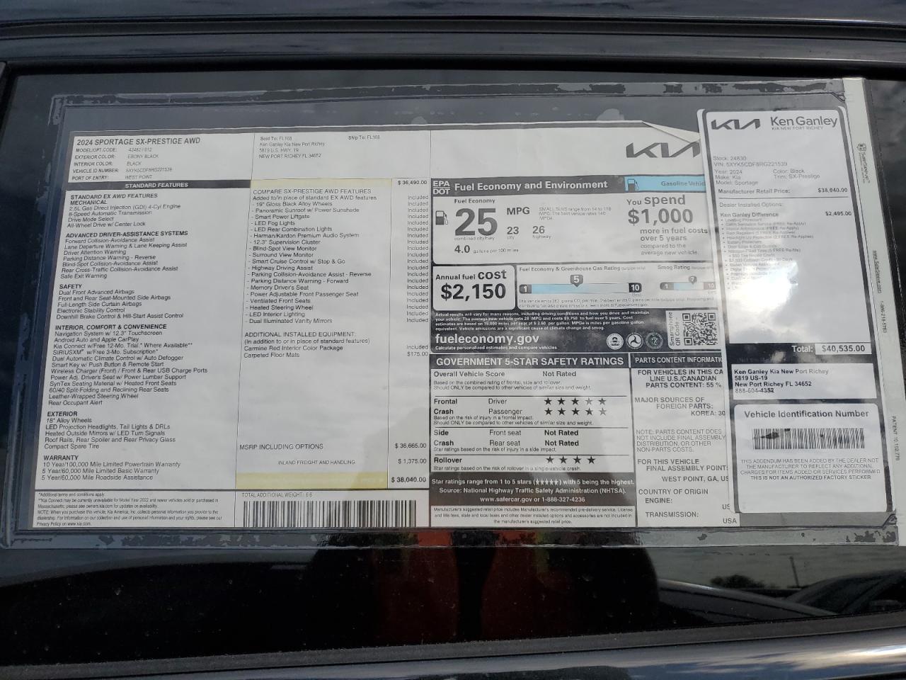 2024 KIA SPORTAGE SX PRESTIGE VIN:5XYK5CDF8RG221539