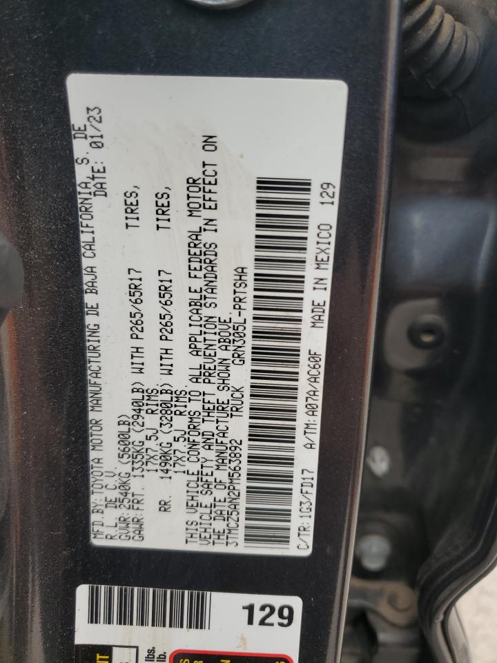 2023 TOYOTA TACOMA DOUBLE CAB VIN:3TMCZ5AN2PM563892