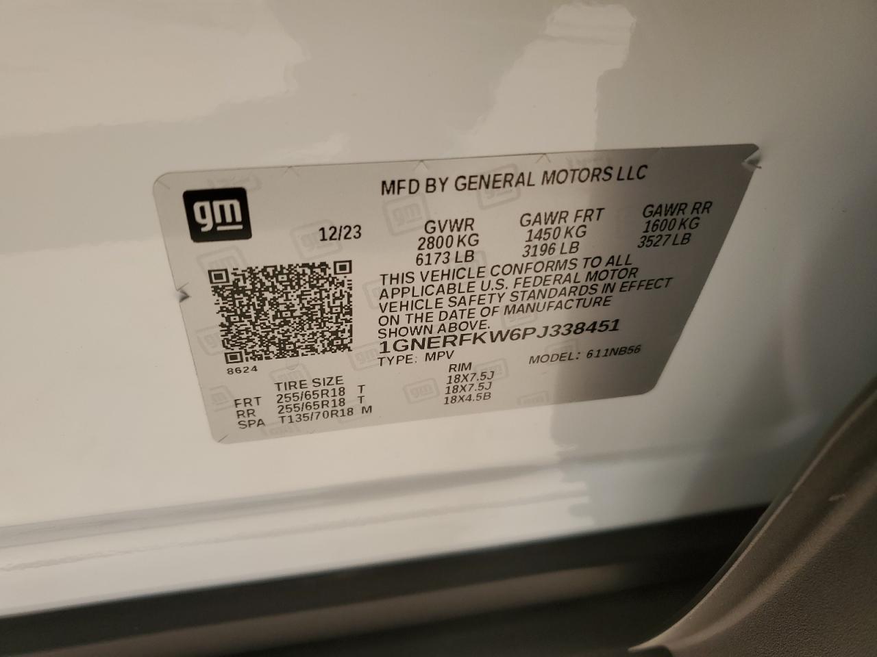 2023 CHEVROLET TRAVERSE LS VIN:1GNERFKW6PJ338451