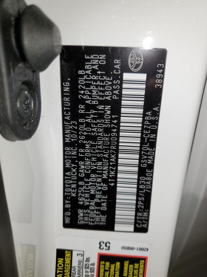 2024 TOYOTA CAMRY TRD VIN:4T1KZ1AK7RU094741