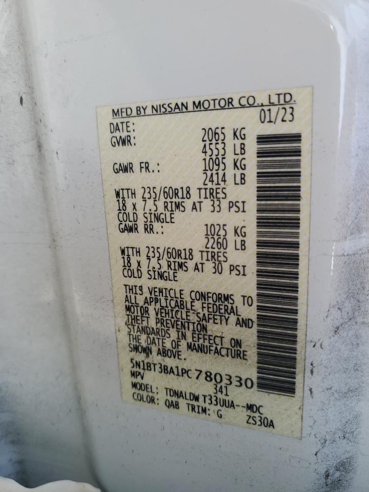 2023 NISSAN ROGUE SV VIN:5N1BT3BA1PC780330