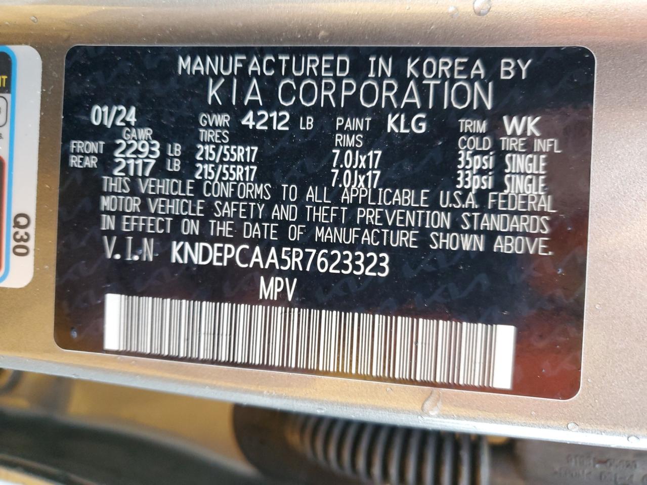 2024 KIA SELTOS LX VIN:KNDEPCAA5R7623323