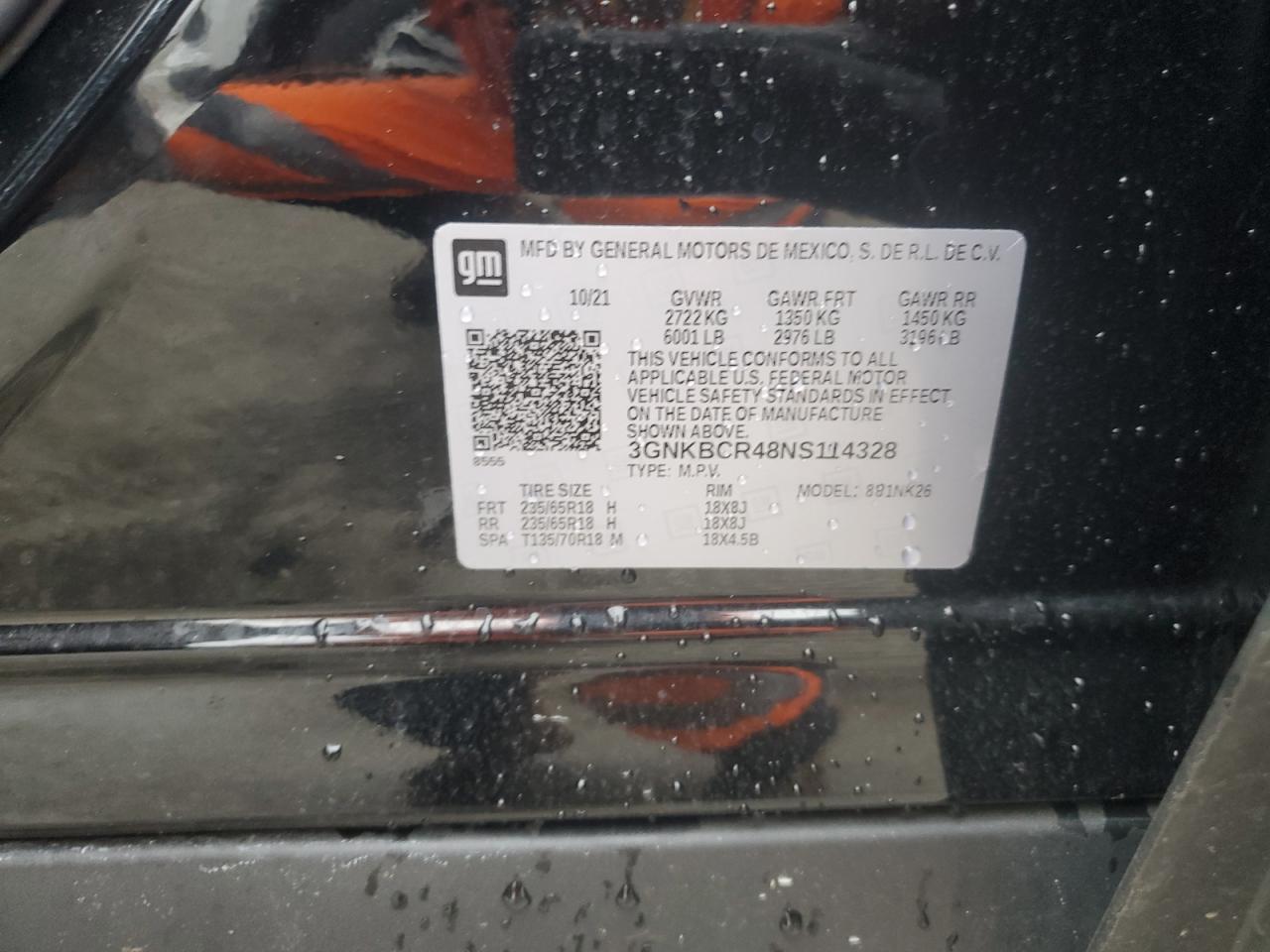 2022 CHEVROLET BLAZER 2LT VIN:3GNKBCR48NS114328