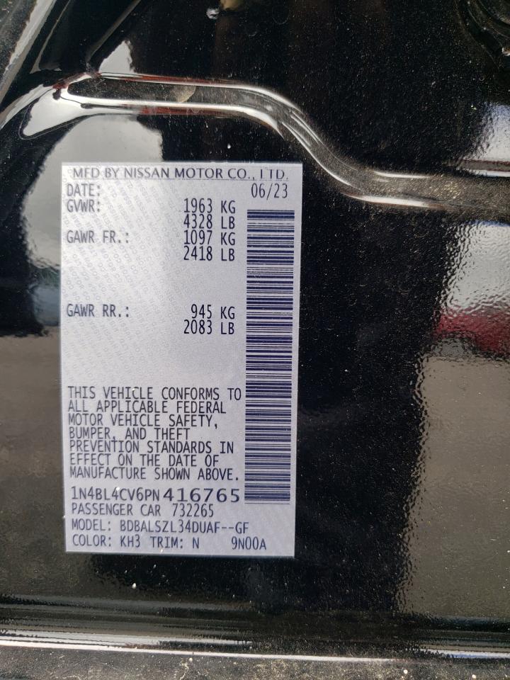 2023 NISSAN ALTIMA SR VIN:1N4BL4CV6PN416765