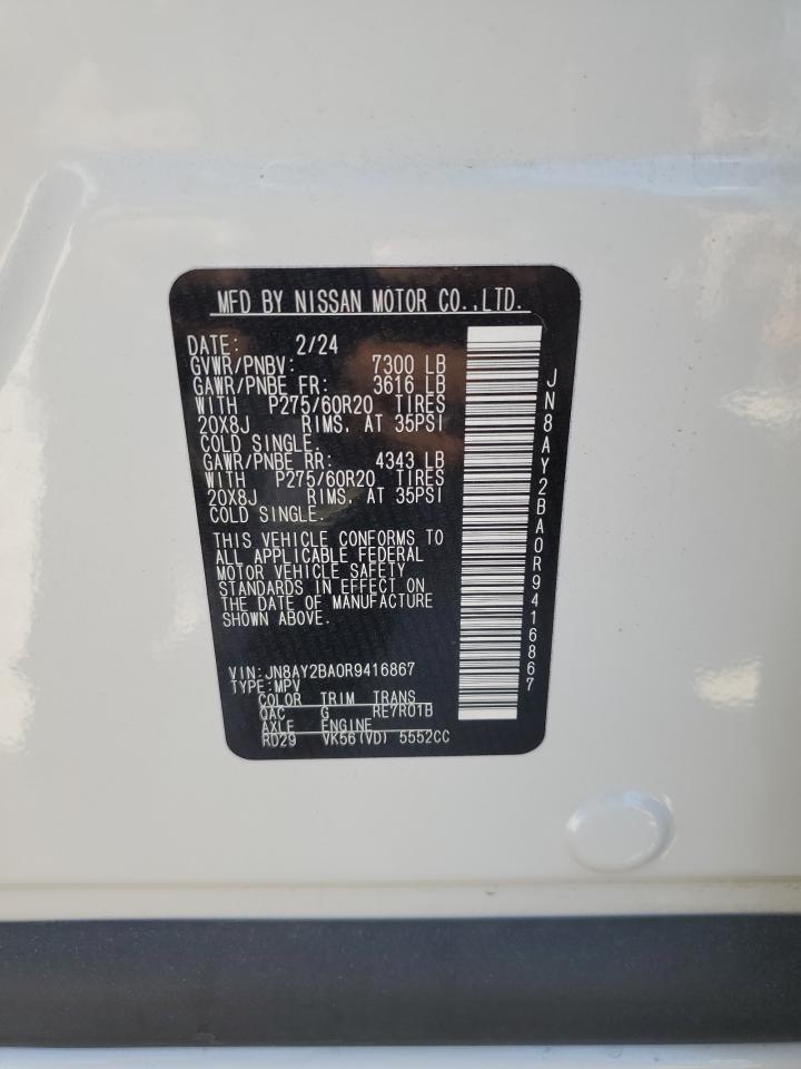 2024 NISSAN ARMADA SL VIN:JN8AY2BA0R9416867