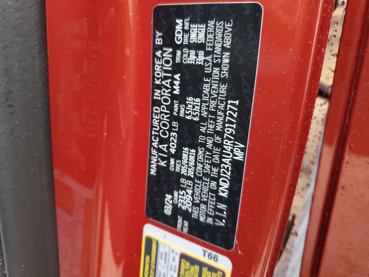 2024 KIA SOUL LX VIN:KNDJ23AU4R7917271