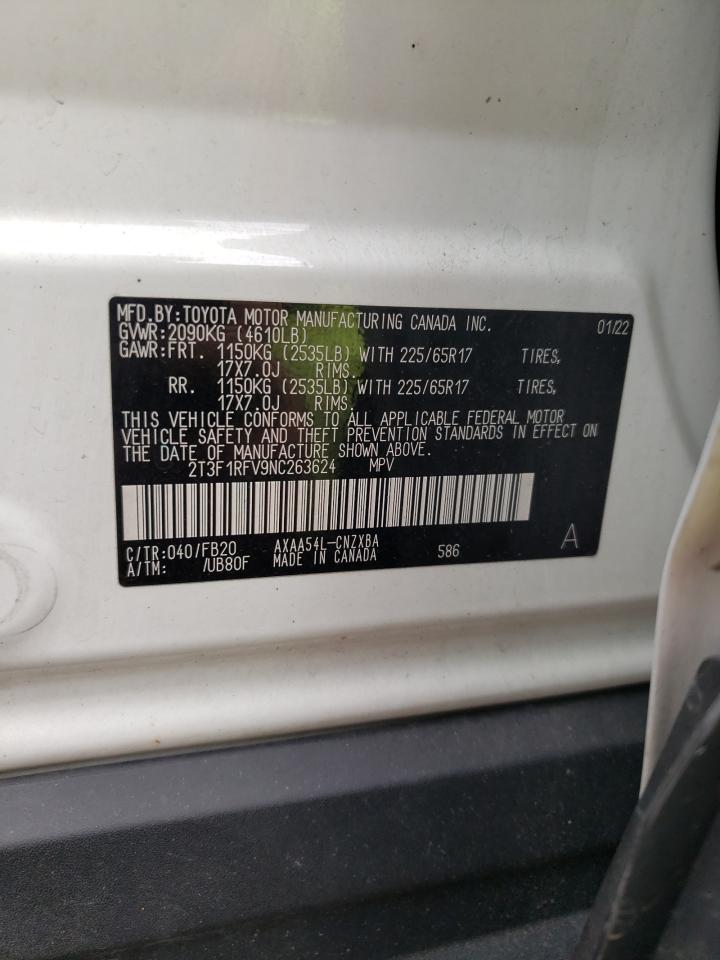 2022 TOYOTA RAV4 LE VIN:2T3F1RFV9NC263624