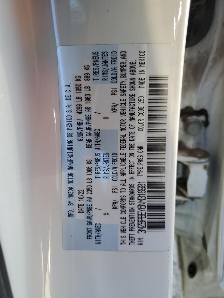 2022 MAZDA 3 PREMIUM PLUS VIN:3MZBPBEY6NM318981