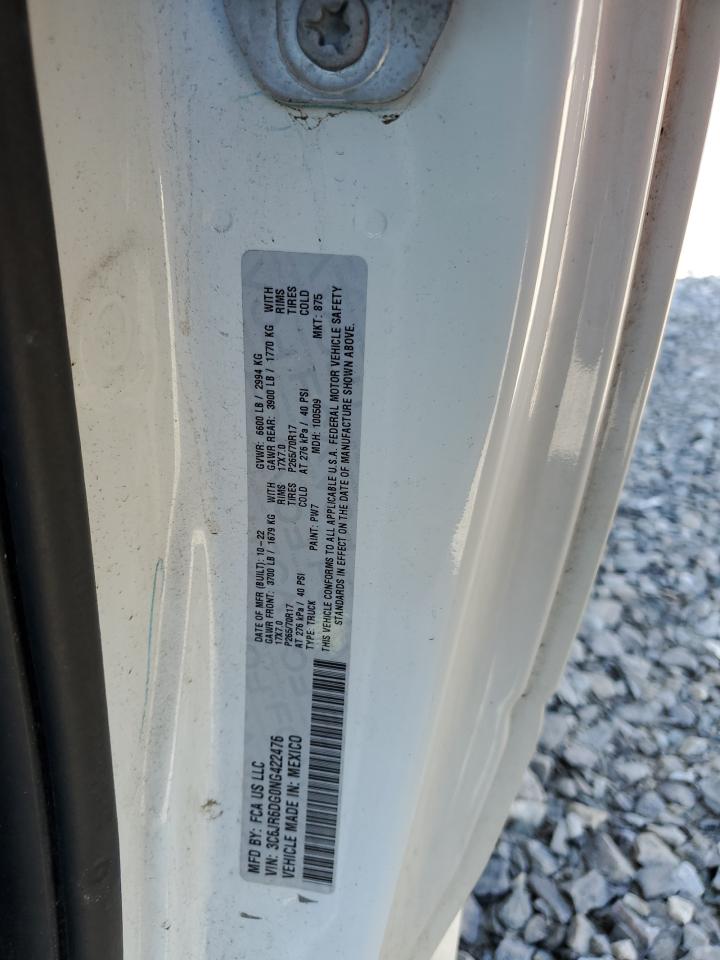 2022 RAM 1500 CLASSIC TRADESMAN VIN:3C6JR6DG0NG422476