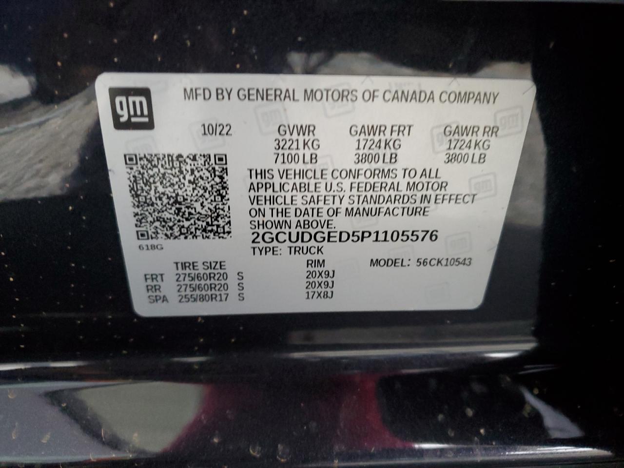 2023 CHEVROLET SILVERADO K1500 LTZ VIN:2GCUDGED5P1105576