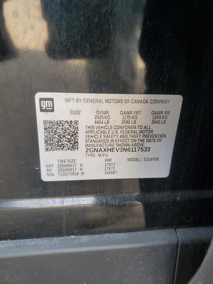 2022 CHEVROLET EQUINOX LS VIN:2GNAXHEV3N6117533