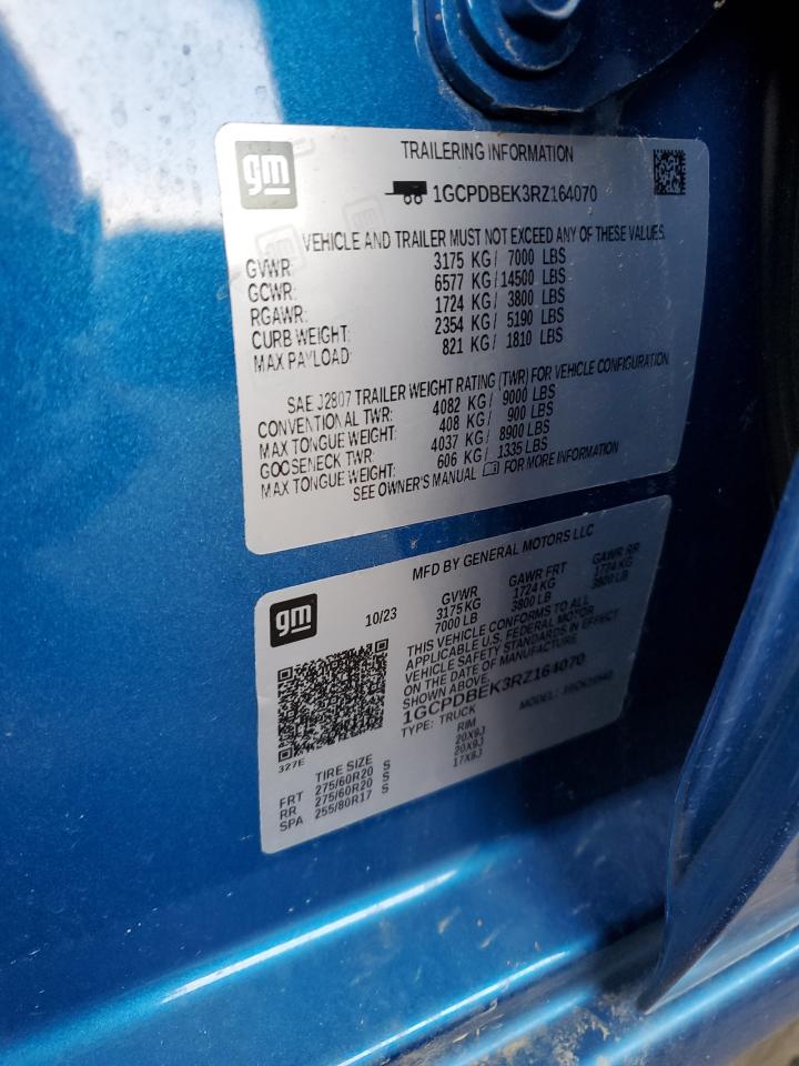 2024 CHEVROLET SILVERADO K1500 CUSTOM VIN:1GCPDBEK3RZ164070