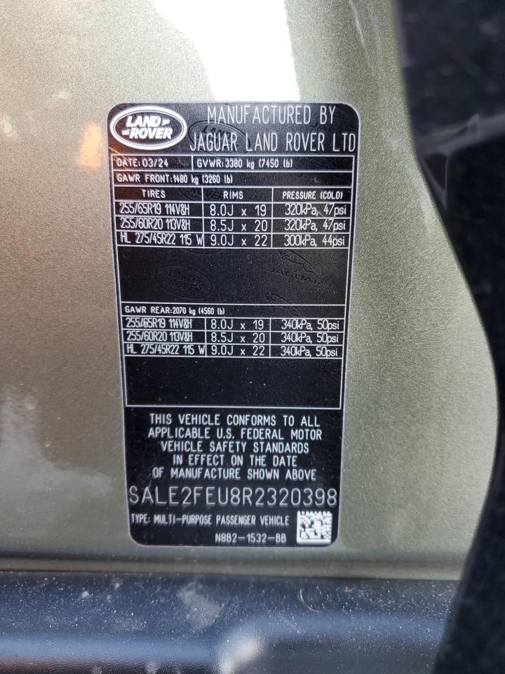 2024 LAND ROVER DEFENDER 130 X-DYNAMIC SE VIN:SALE2FEU8R2320398