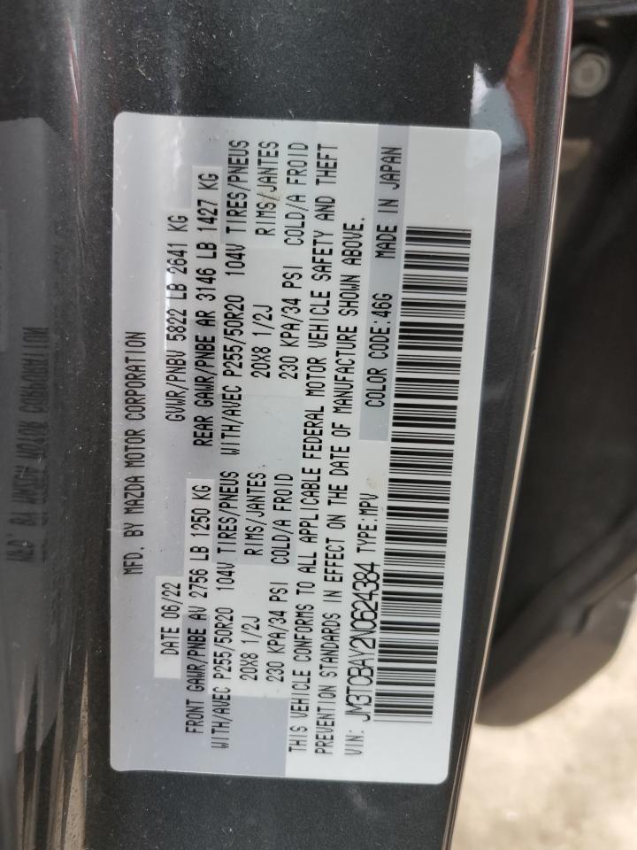 2022 MAZDA CX-9 TOURING PLUS VIN:JM3TCBAY2N0624384