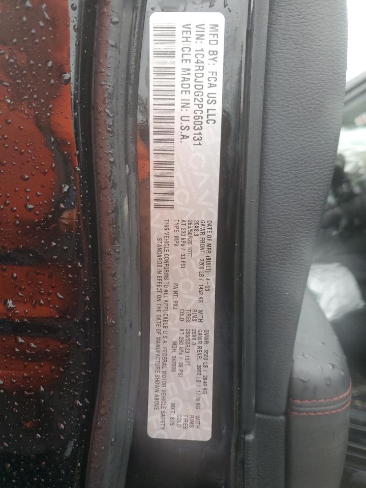 2023 DODGE DURANGO GT VIN:1C4RDJDG2PC603131