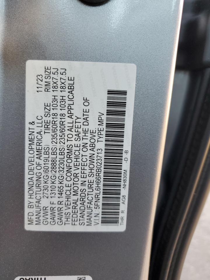 2024 HONDA ODYSSEY EXL VIN:5FNRL6H66RB023713