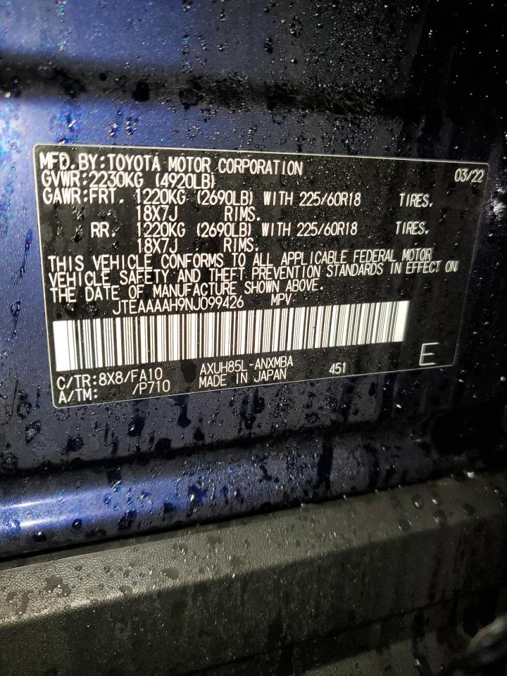 2022 TOYOTA VENZA LE VIN:JTEAAAAH9NJ099426