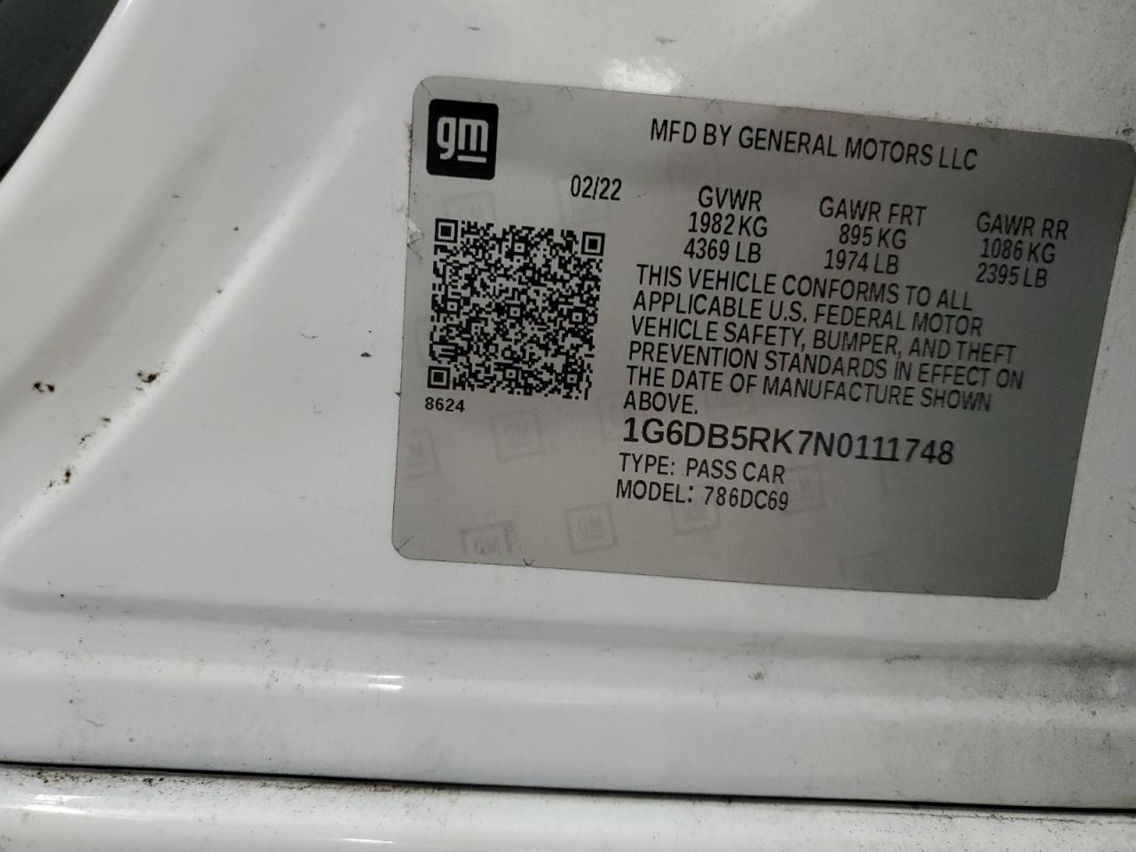 2022 CADILLAC CT4 PREMIUM LUXURY VIN:3G5DA03L07S510394