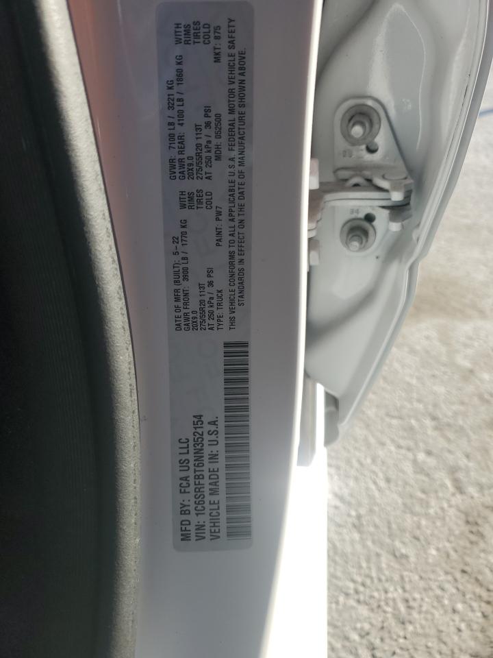 2022 RAM 1500 BIG HORN/LONE STAR VIN:1C6SRFBT6NN352154