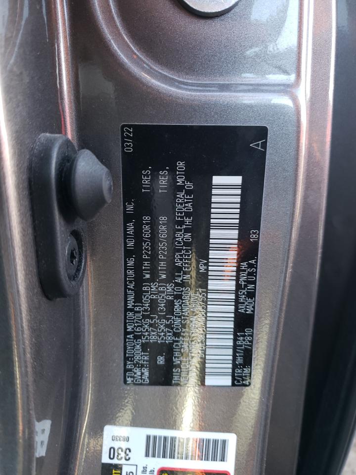 2022 TOYOTA SIENNA LIMITED VIN:5TDESKFCXNS057551