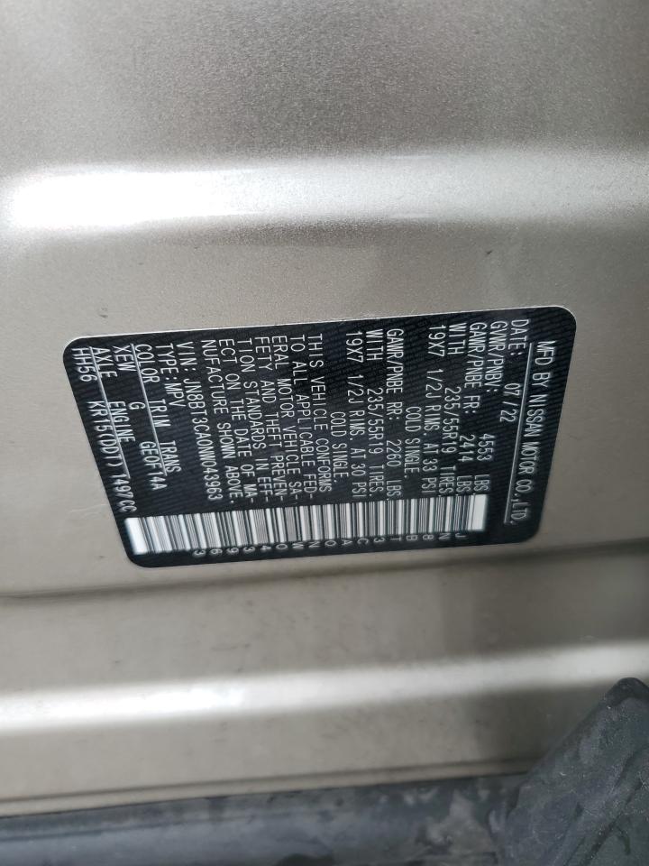 2022 NISSAN ROGUE SL VIN:JN8BT3CA0NW043963