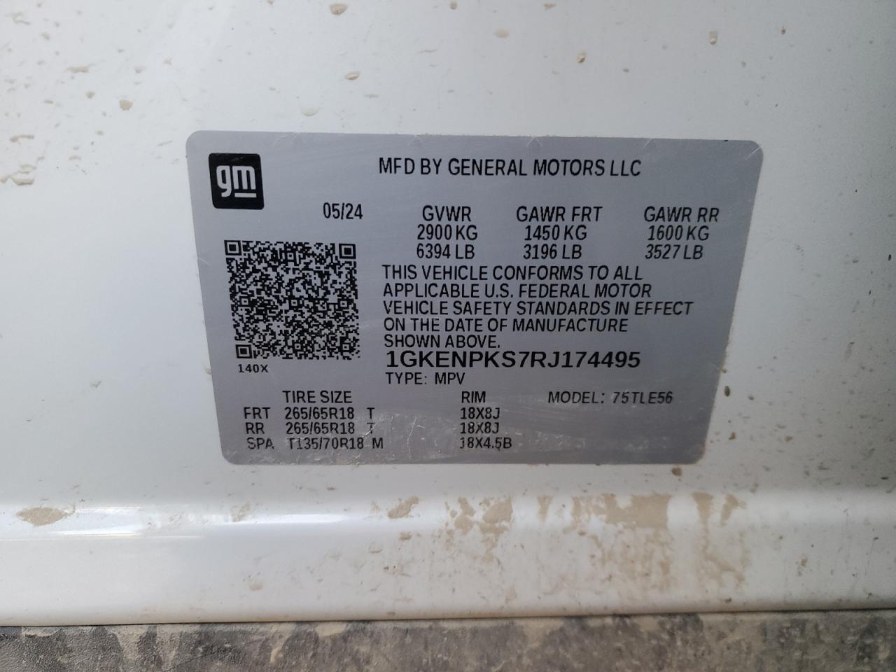 2024 GMC ACADIA AT4 VIN:1GKENPKS7RJ174495
