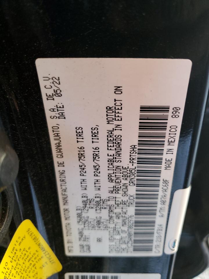 2022 TOYOTA TACOMA DOUBLE CAB VIN:3TYCZ5AN0NT082976