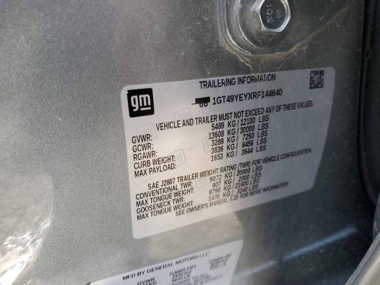 2024 GMC SIERRA K3500 DENALI ULTIMATE VIN:1GT49YEYXRF144640