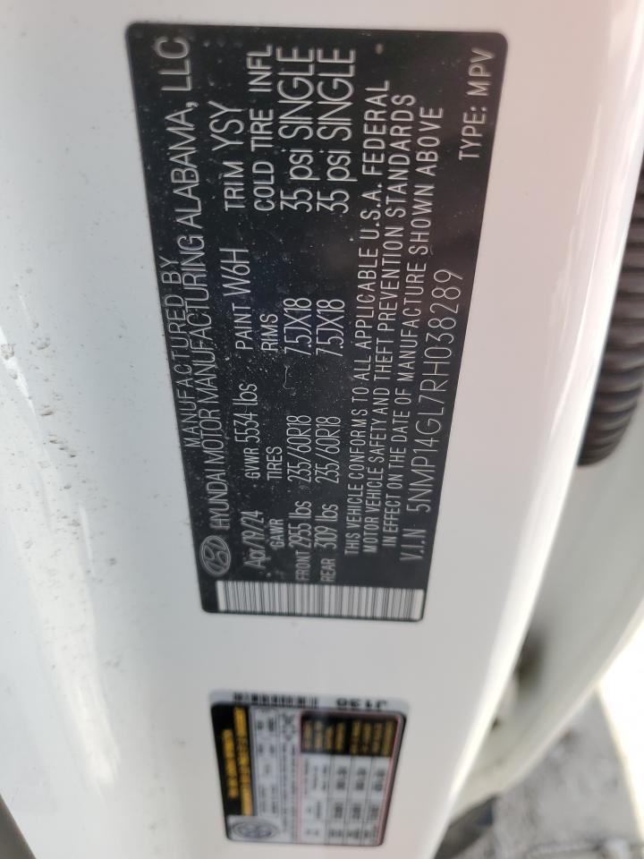 2024 HYUNDAI SANTA FE SE VIN:5NMP14GL7RH038289