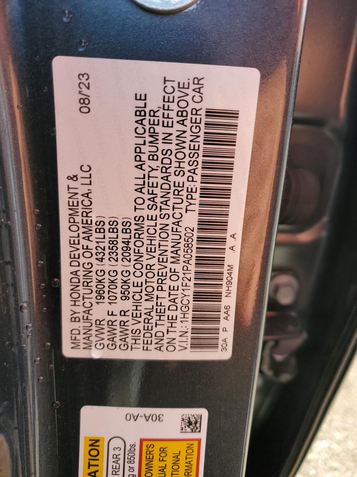 2023 HONDA ACCORD LX VIN:1HGCY1F21PA058502