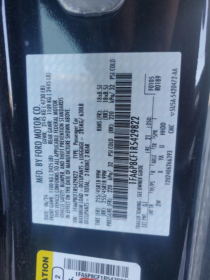 2024 FORD MUSTANG GT VIN:1FA6P8CF1R5429822