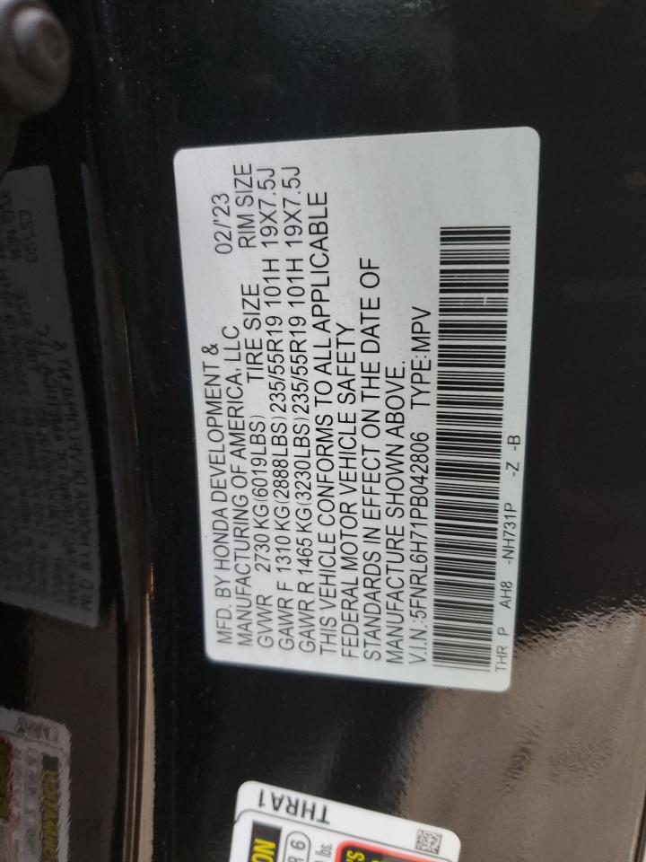 2023 HONDA ODYSSEY SPORT-L VIN:5FNRL6H71PB042806