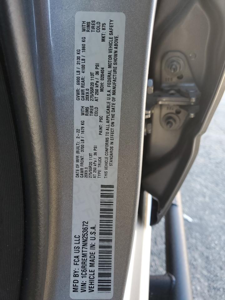 2022 RAM 1500 BIG HORN/LONE STAR VIN:1C6RREMT7NN253672