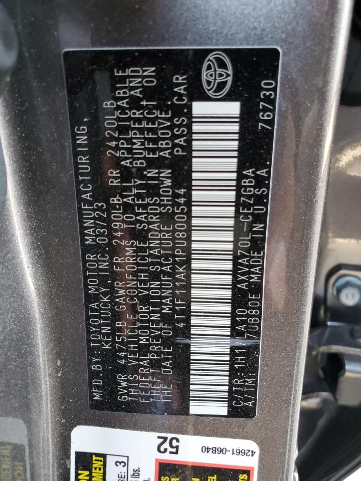 2023 TOYOTA CAMRY XLE VIN:4T1F11AK1PU800544