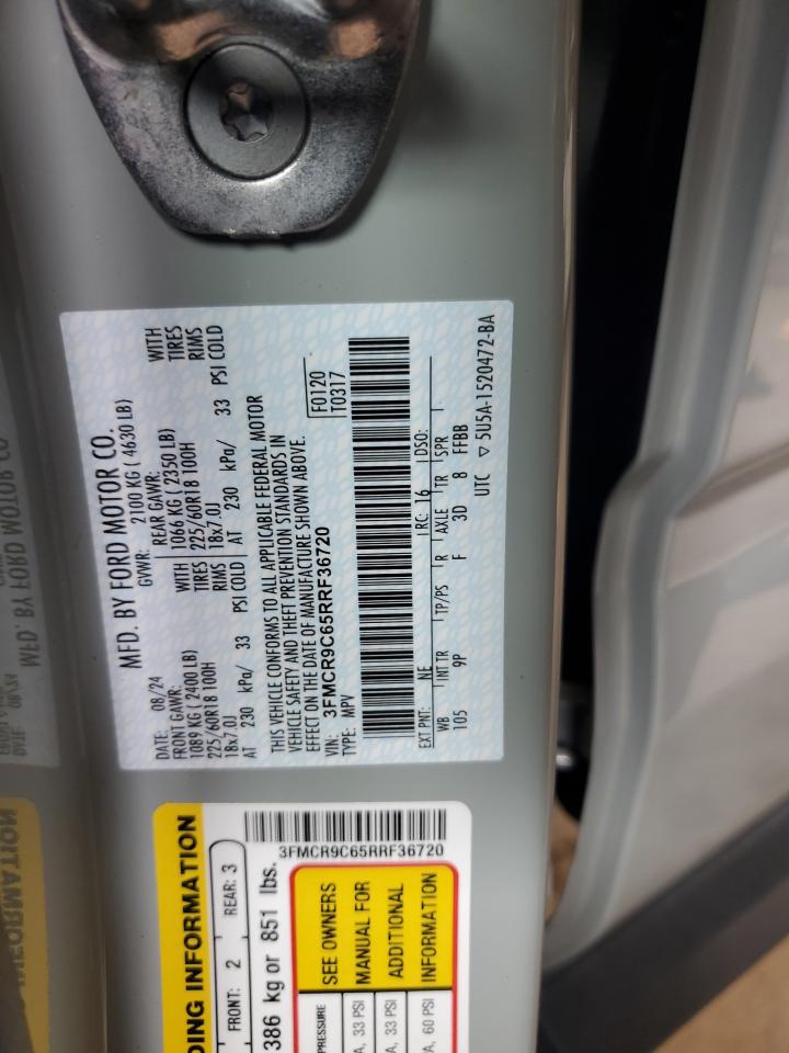 2024 FORD BRONCO SPORT OUTER BANKS VIN:3FMCR9C65RRF36720