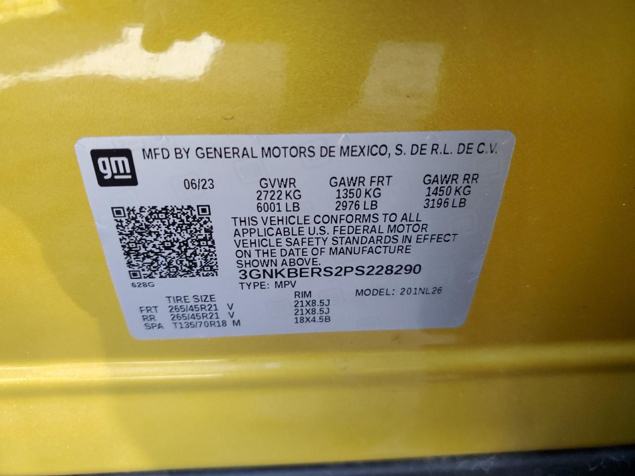 2023 CHEVROLET BLAZER RS VIN:3GNKBERS2PS228290